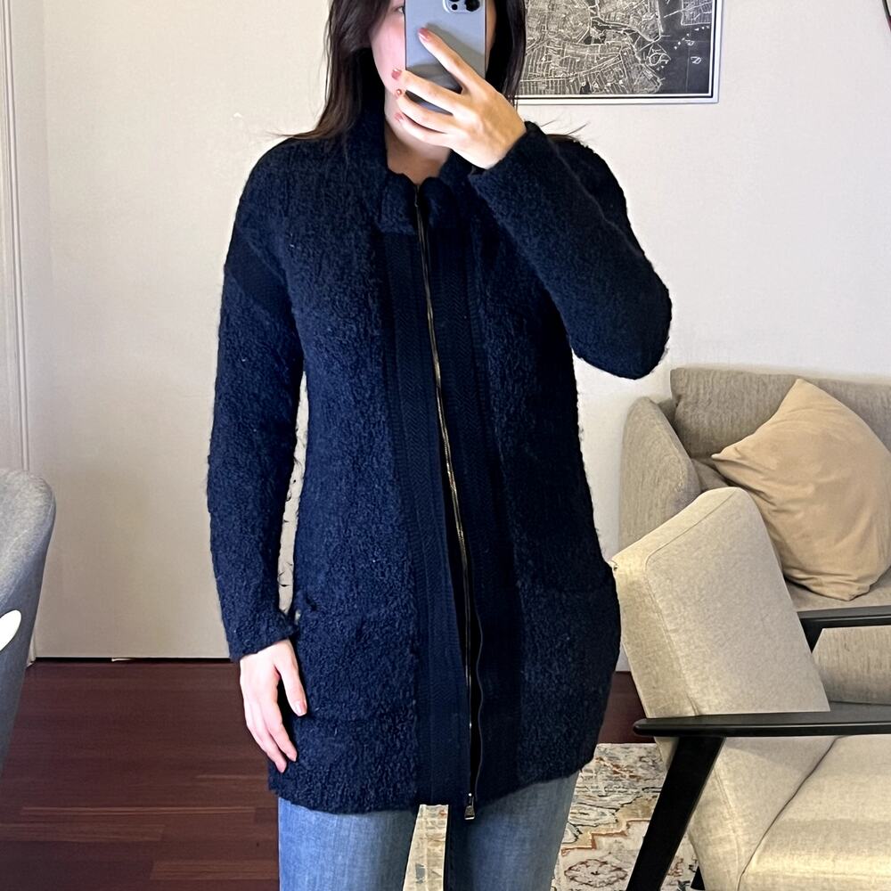 Falconeri Alpaca Wool Zip Jacket Cardigan Sweater size XS Blue